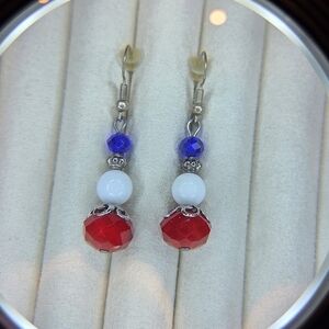 Handmade Americana Faceted Bead Earrings